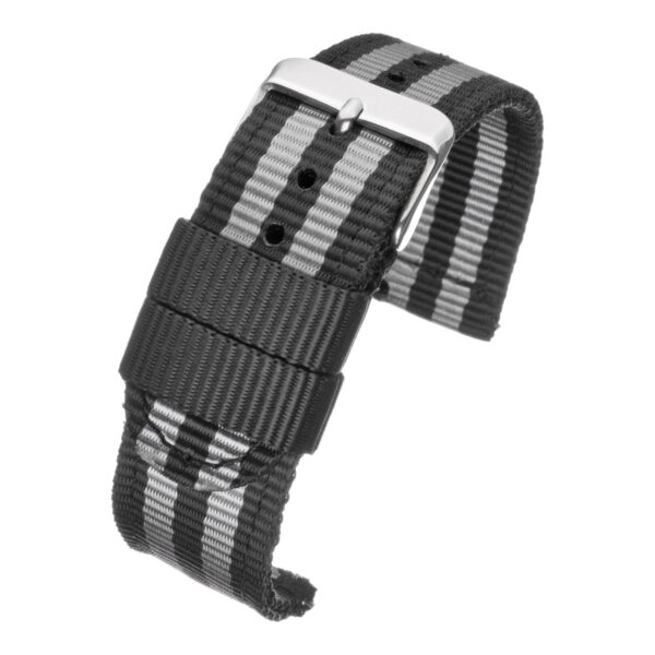 Quick Release Nylon Watch Strap - Grey with Black