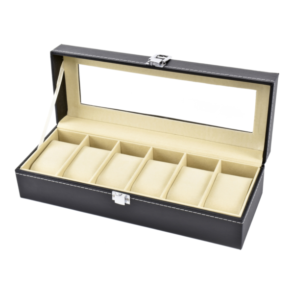 Budget PU 6 Slot Watch Box - Black