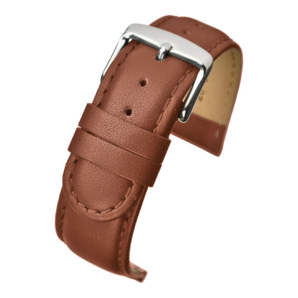 Padded Stitched Leather Watch Strap - Light Brown
