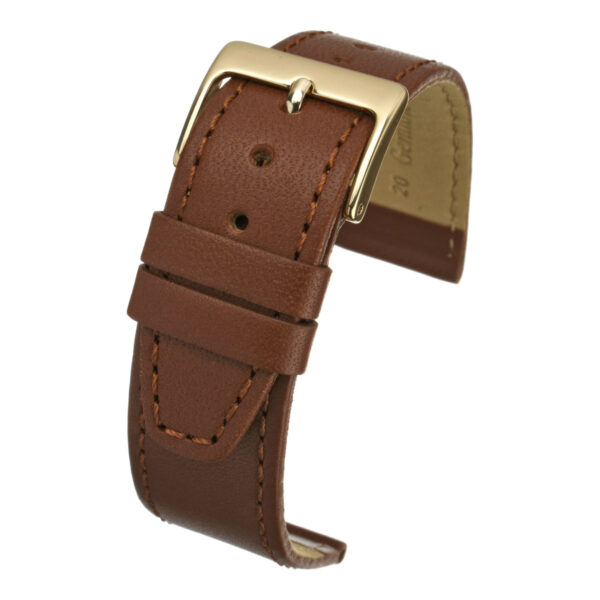 Plain Stitched Leather Watch Strap - Light Brown