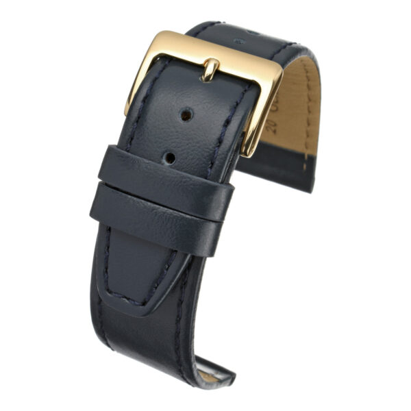 Plain Stitched Leather Watch Strap - Blue