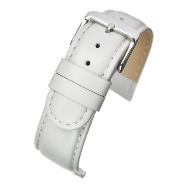 Padded Stitched Leather Watch Strap - White