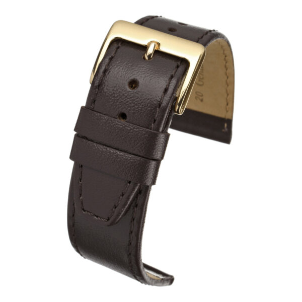 Plain Stitched Leather Watch Strap - Brown