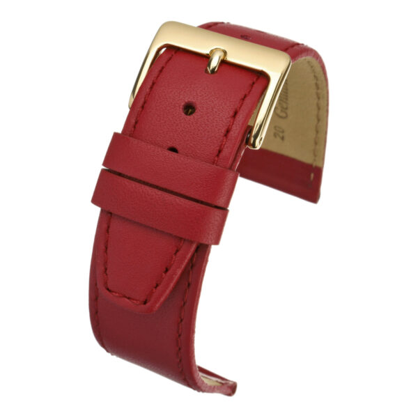 Plain Stitched Leather Watch Strap - Red