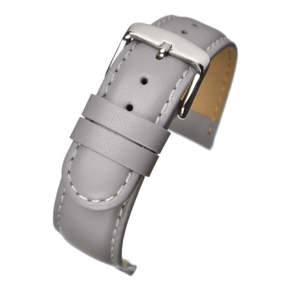 Padded Stitched Leather Watch Strap - Grey