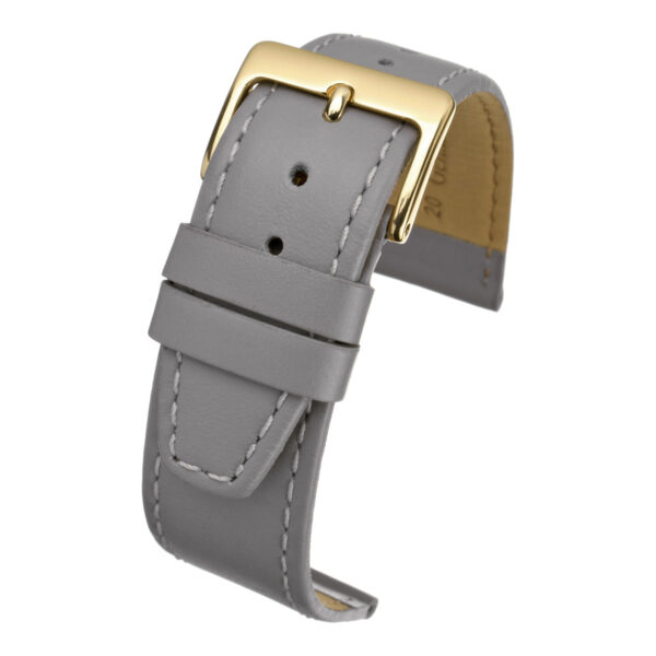 Plain Stitched Leather Watch Strap - Grey