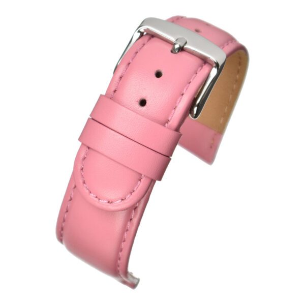 Padded Stitched Leather Watch Strap - Pink