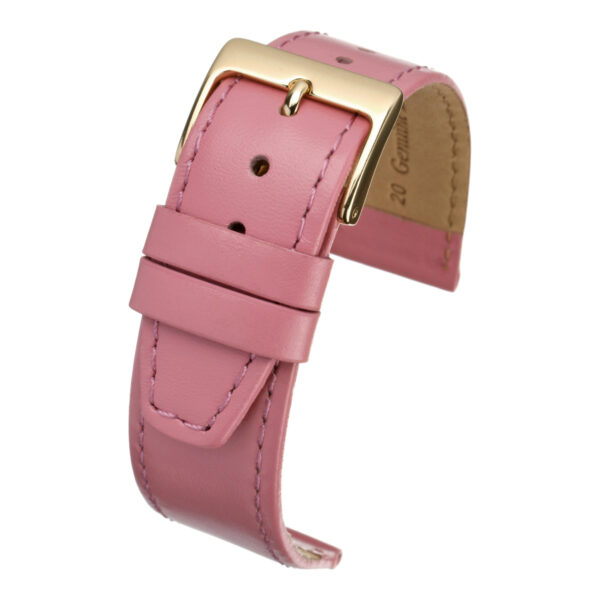 Plain Stitched Leather Watch Strap - Pink