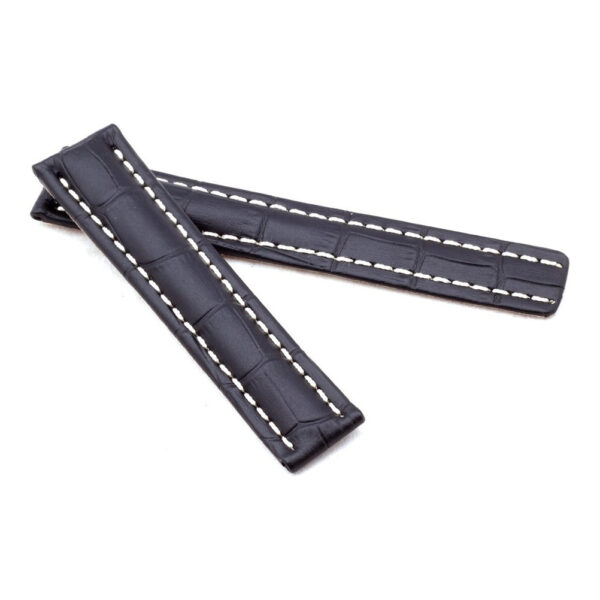 Alligator-Grain Leather Watch Strap to Fit Breitling - Black