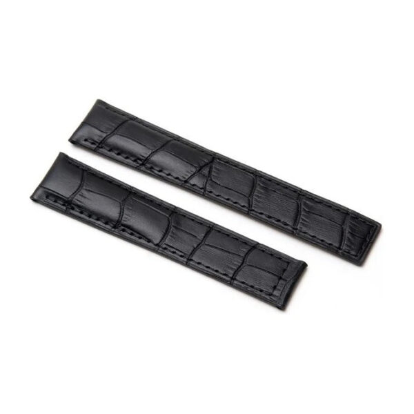 Monaco 22/18mm Crocodile-Grain Leather Watch Strap to Fit TAG Heuer - Black
