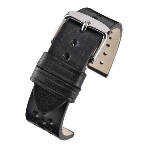 Perforated Hand Finished Leather Watch Strap - Blue