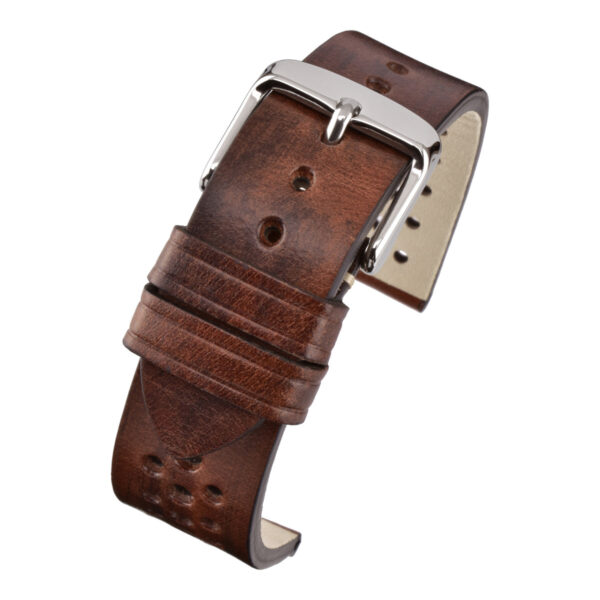 Perforated Hand Finished Leather Watch Strap - Dark Brown