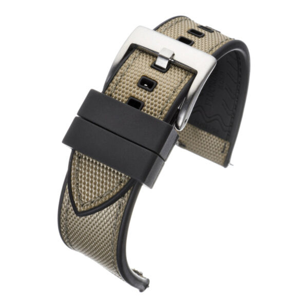 Sailcloth & Rubber Hybrid Watch Strap - Cream with Black