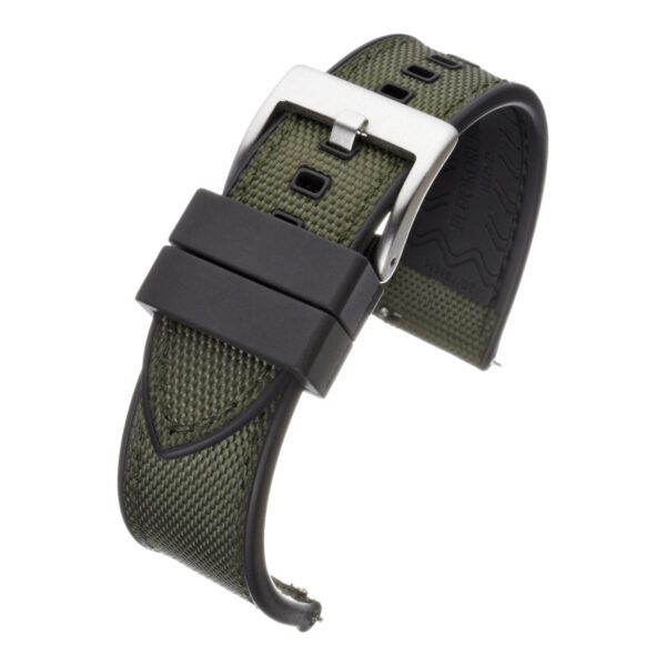 Sailcloth & Rubber Hybrid Watch Strap - Light Green with Black
