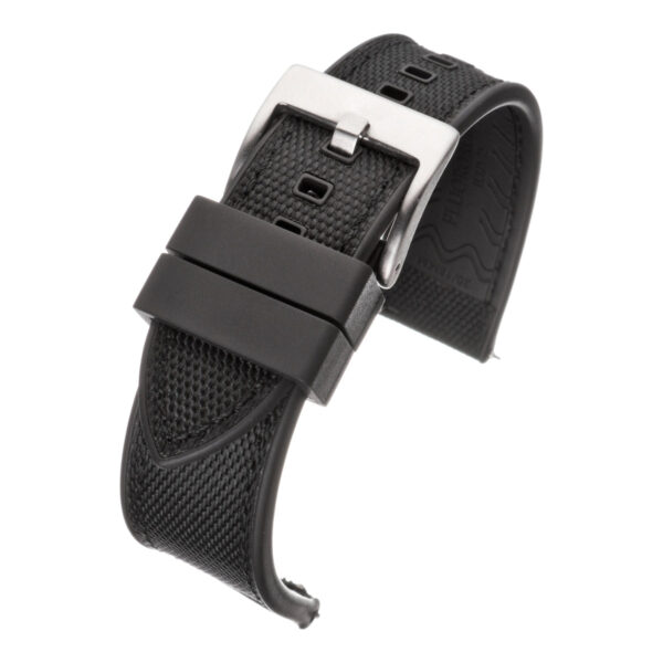 Sailcloth & Rubber Hybrid Watch Strap - Black