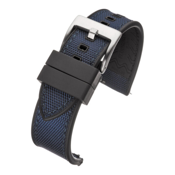 Sailcloth & Rubber Hybrid Watch Strap - Navy with Black