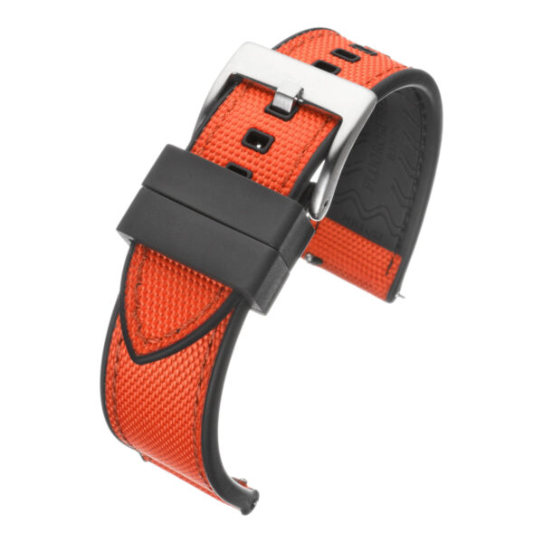 Sailcloth & Rubber Hybrid Watch Strap - Orange with Black
