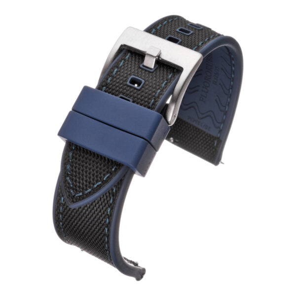 Sailcloth & Rubber Hybrid Watch Strap - Black with Navy