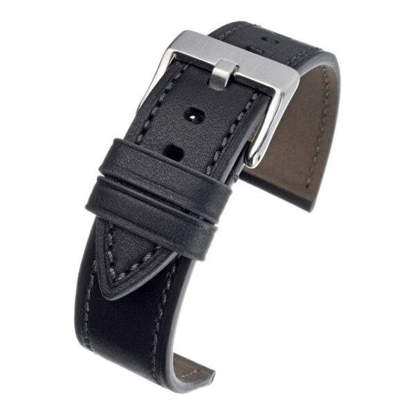 Premium Italian Stitch Leather Watch Strap - Black