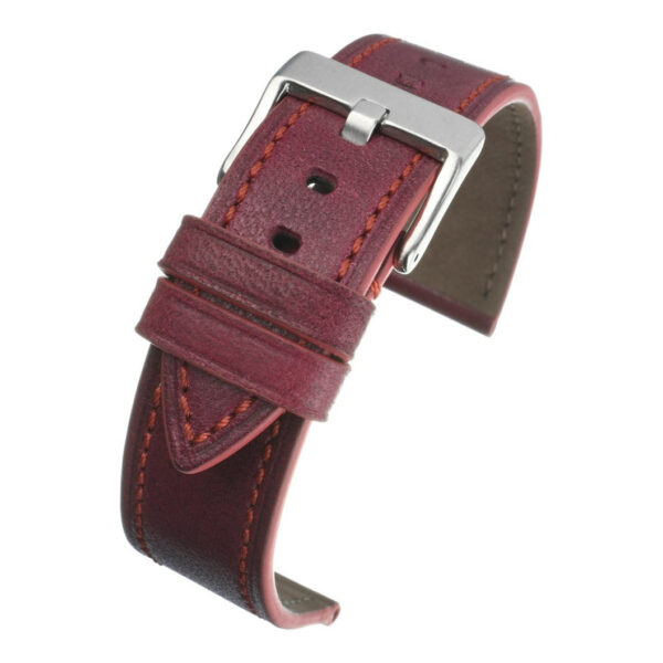 Premium Italian Stitch Leather Watch Strap - Red